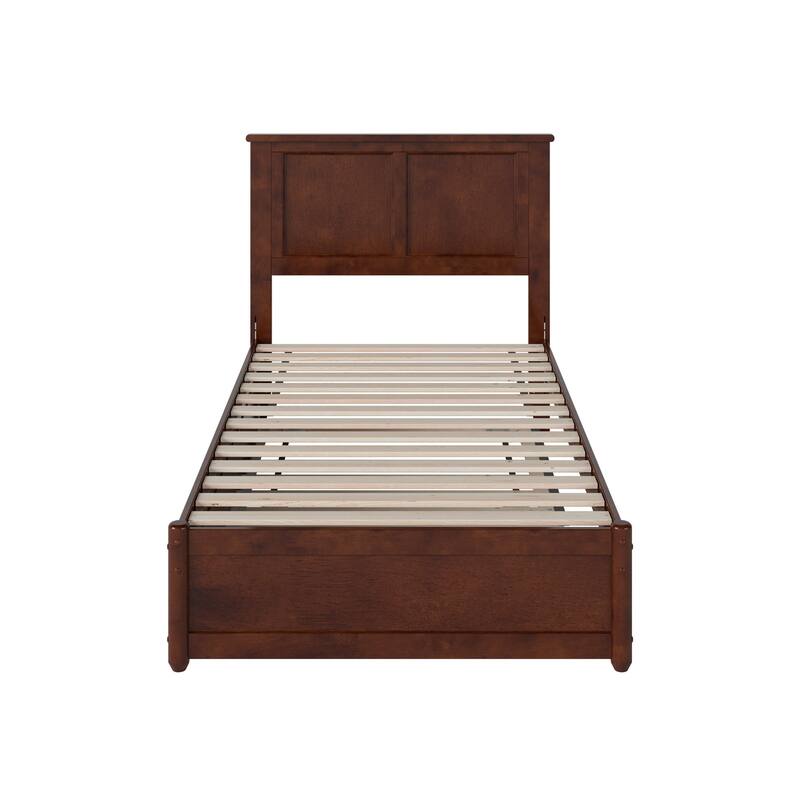 Tribal Treasures Twin Bed with Trundle & Panel Footboard - Walnut Finish