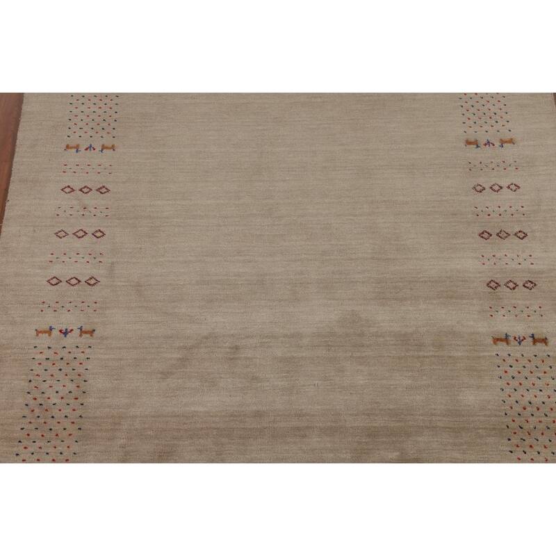Little Animals Gabbeh Indian Area Rug Handmade Wool Carpet - 6'7"x 9'8"