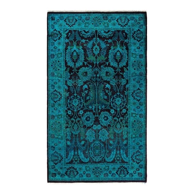 Overdyed, One-of-a-Kind Hand-Knotted Area Rug - Blue - 3' 1" x 5' 4"