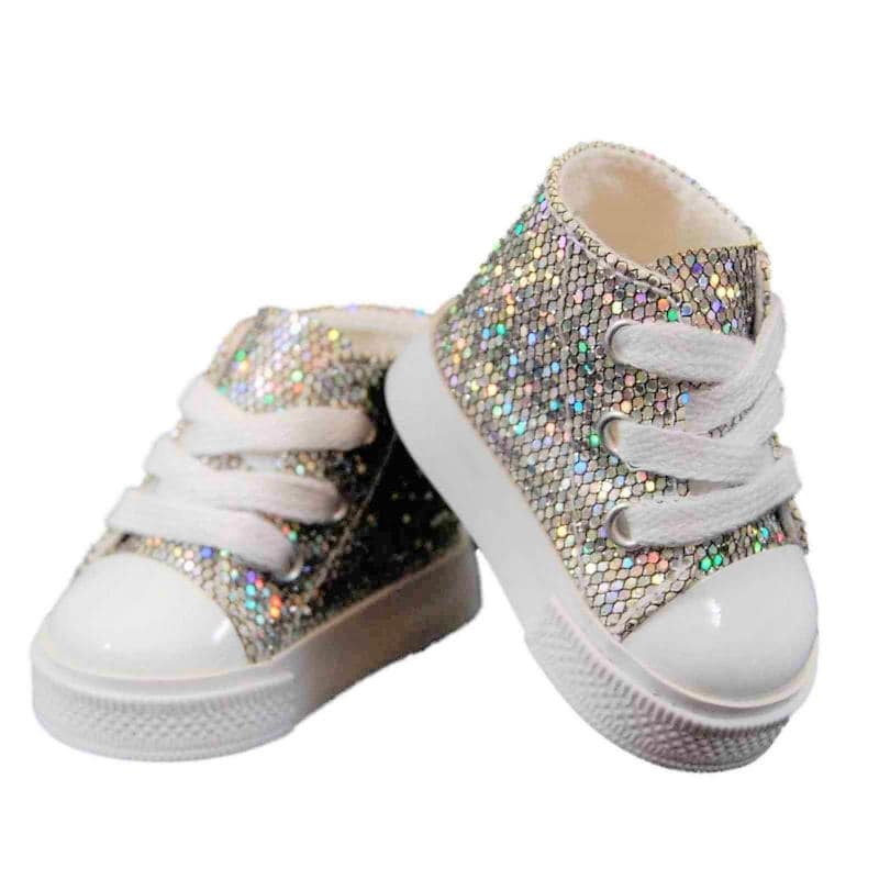 Silver Glitter Slip On Shoes for 18 inch American Girl Doll