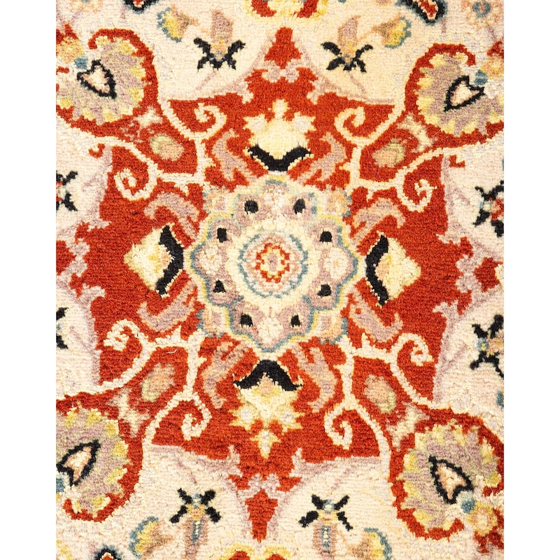 Overton Hand Knotted Wool Traditional Oriental Orange Area Rug - 5' x 8'