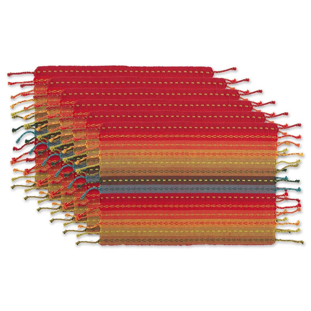 DII Natural Tonal Stripe With Fringe Placemat (Set of 6)