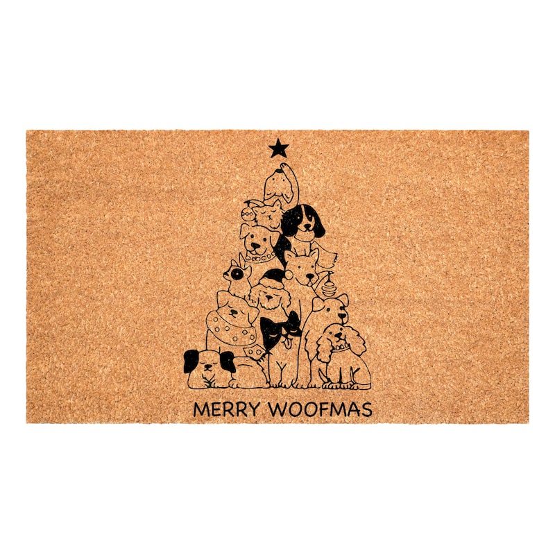 HomeRoots 24" X 36" Brown And Black Christmas Outdoor Coir Door Mat - 24.00' X '36.00