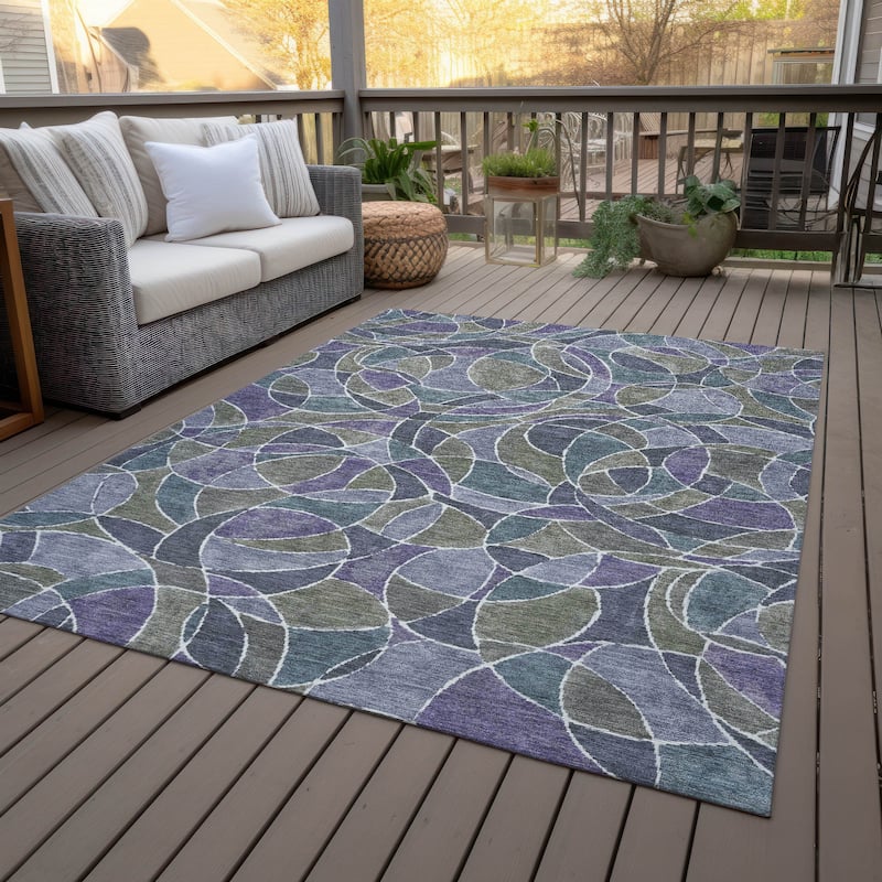 Machine Washable Indoor/Outdoor Casual Mosaic Chantille Rug