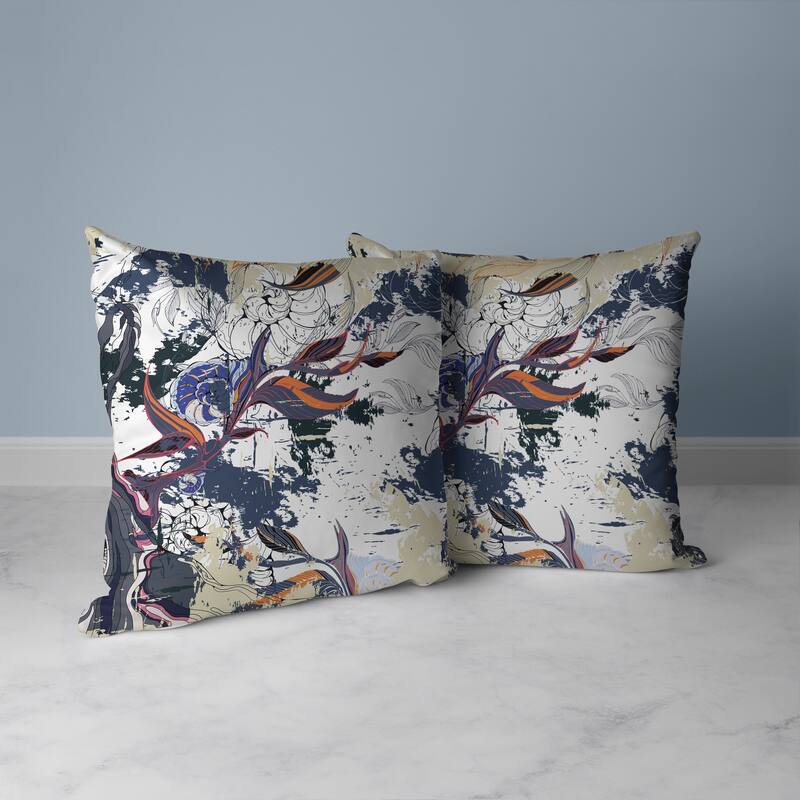 Leaf Lurker Faux Suede Reversible Throw Pillow White and Gray