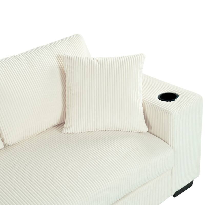 Deep Seat Sleeper Sofa Sectional Sofa Bed Built-in Cup Holders, Charging Ports