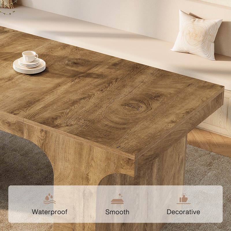 Wooden Rectangular Dining Table for 6-8 People with Sled Base