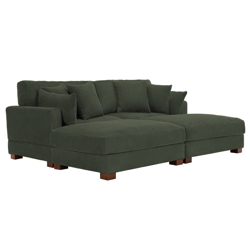 Corduroy Modular Sectional Sofa Deep Seat Corner Sofas & Ottomans