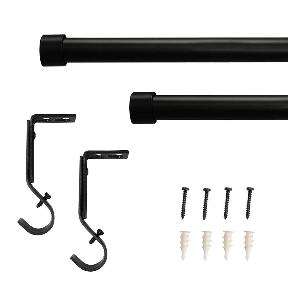 Lumi Single Curtain Rod Brushed Nickel/ Black- End Cap finials