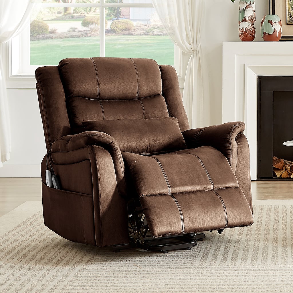 Bestier 37" Power Lift Recliner Chair With Massage and Heating, Electric Lift Recliner Single Sofa with Side Pockets for Elderly