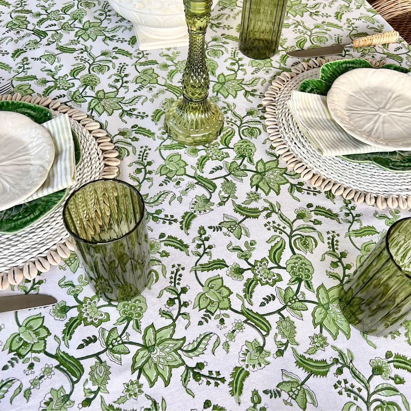 Green Chintz Round Tablecloth