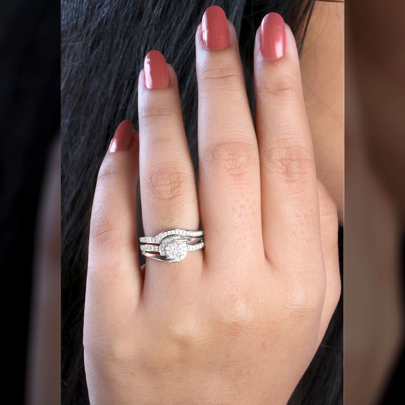 1/3ct TDW Diamond Bypass Bridal Set in 10K Gold for Women