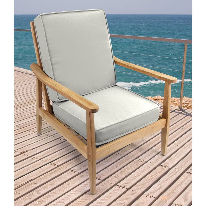 Sunbrella 22" x 45" Grey Solid Outdoor Deep Seat Chair Cushion Set with Ties - 45'' L x 22'' W x 4'' H