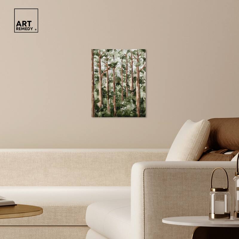 Art Remedy Wildy Forest Gallery Wrapped Landscape 1 Piece Canvas Wall Art Watercolor Style