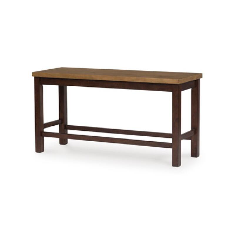 Rex Counter Height Bench, 48 Inch Light Brown Plank Seat, Dark Brown