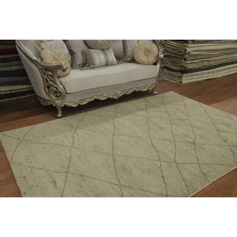 Moroccan Indian Area Rug, Hand-Knotted Wool Carpet - 9' 0'' X 6' 0''