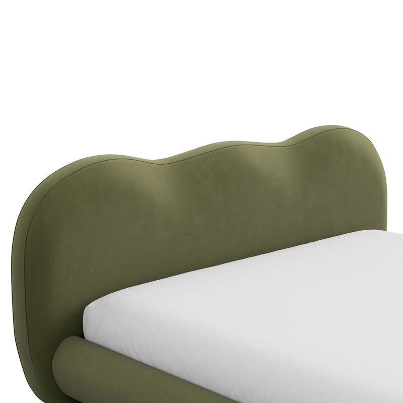 Furniture of America Nilo Modern Fabric Upholstered Platform Bed with Curved Headboard