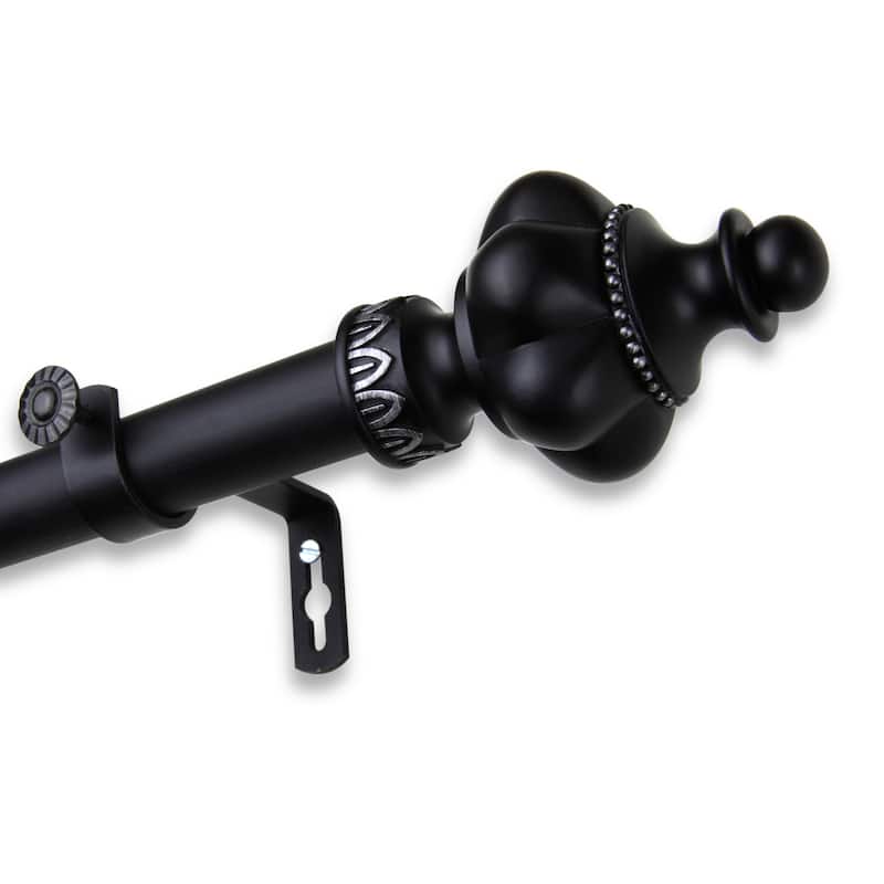 Boho Beauty Curtain Rod - Satin Nickel, 120-170 Inch - Adjustable Single Rod for Windows - M