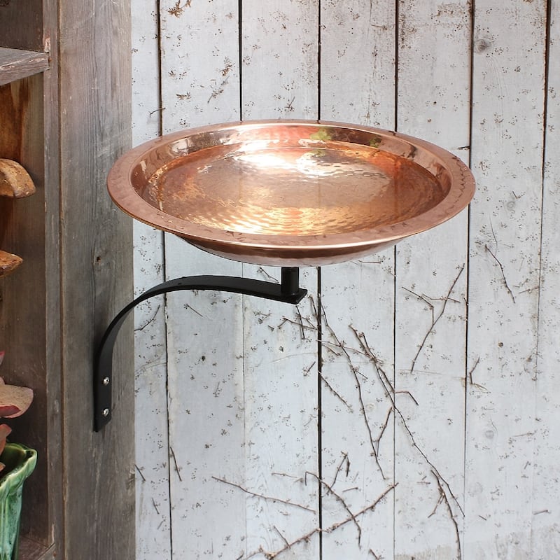 Achla Designs Hammered Copper Birdbath w/Wall Mount Bracket, 12.5 Inch ...