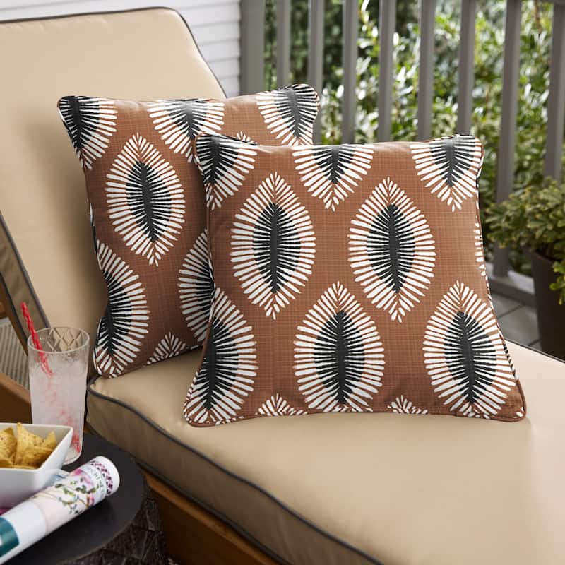 Sorra Home Hayden Sunstone Indoor/Outdoor Corded Square Pillows (Set of 2) - 22 x 22 x 6 - Hayden Sunstone