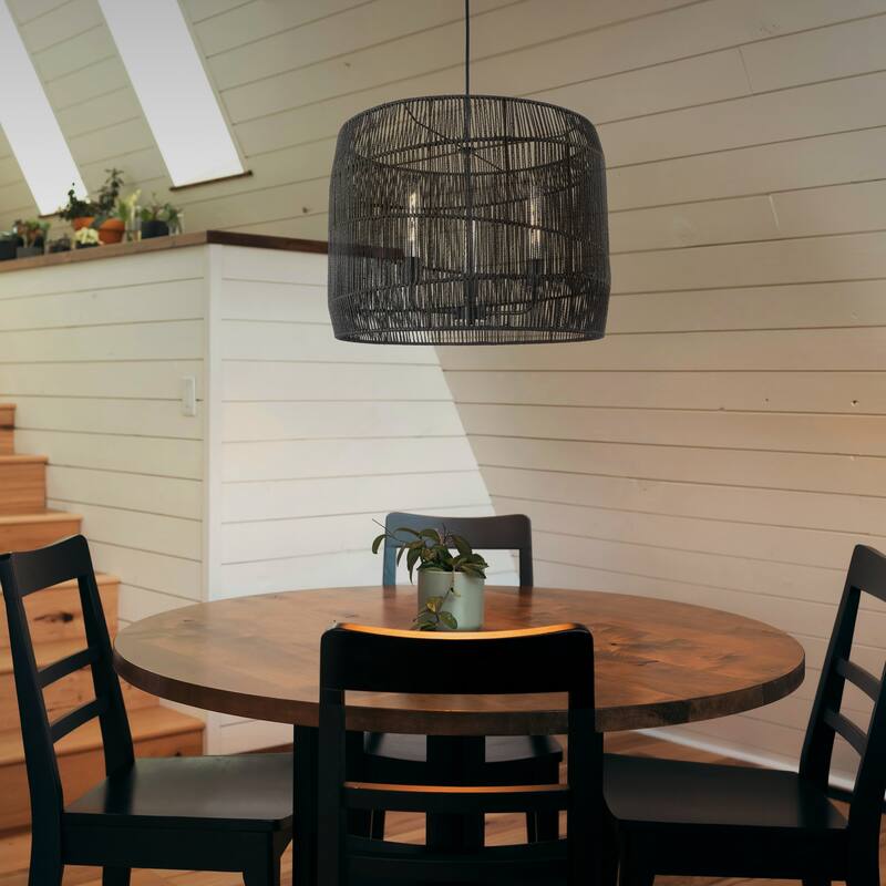 Innovations Lighting Elwood - 3 Light 24" Cord Hung Pendant - Matte Black Finish - Matte Black Shade