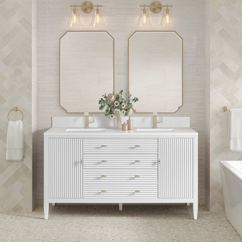 James Martin Vanities 485-V60D-1WZ Myrrin 60" Double Basin Wood Vanity