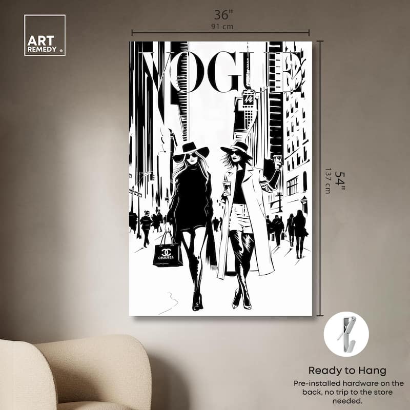 Shopping Gals Cover Canvas by Art Remedy, Gallery Wrapped