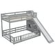 preview thumbnail 29 of 34, Twin Over Full Multifunctional Kids Bunk Bed Frame with Slide, Wooden Loft Bed with Storage Staircase and Guardrails