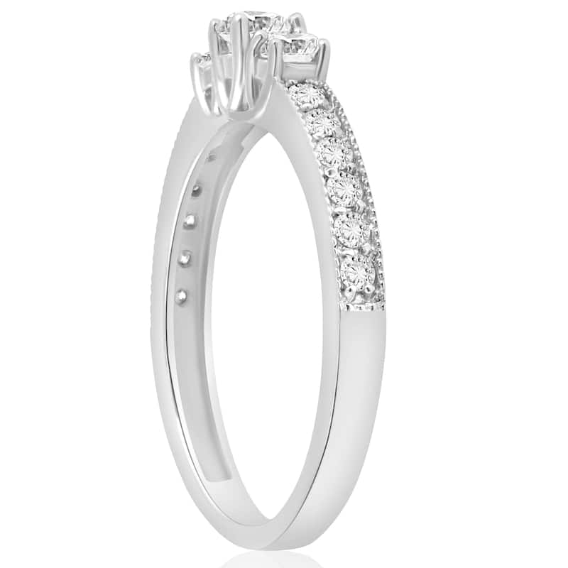 1/2ct 3-Stone Round Diamond Ring White Gold