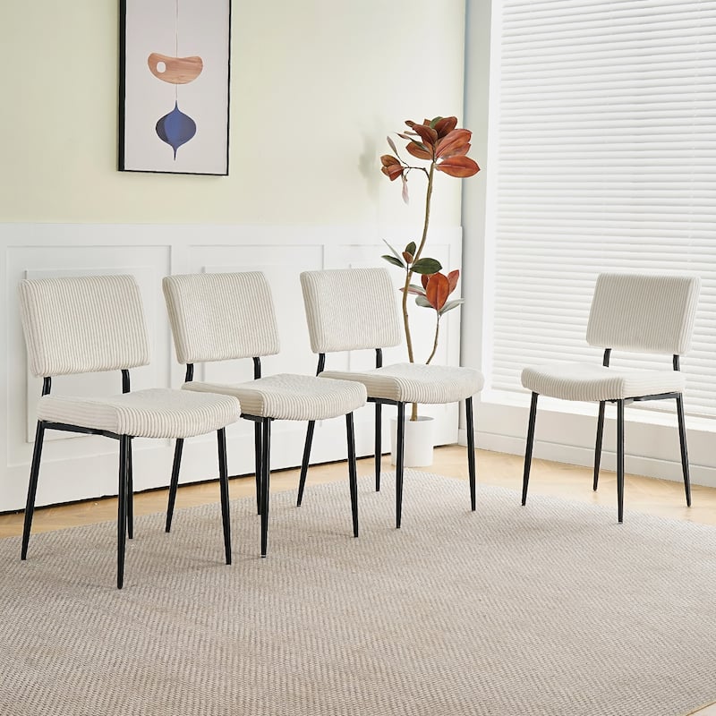 Modern Fabric 4 Piece Kitchen Dining Chair Set with Cushions and Metal Legs for Dining Room Kitchen Living Room Bedroom