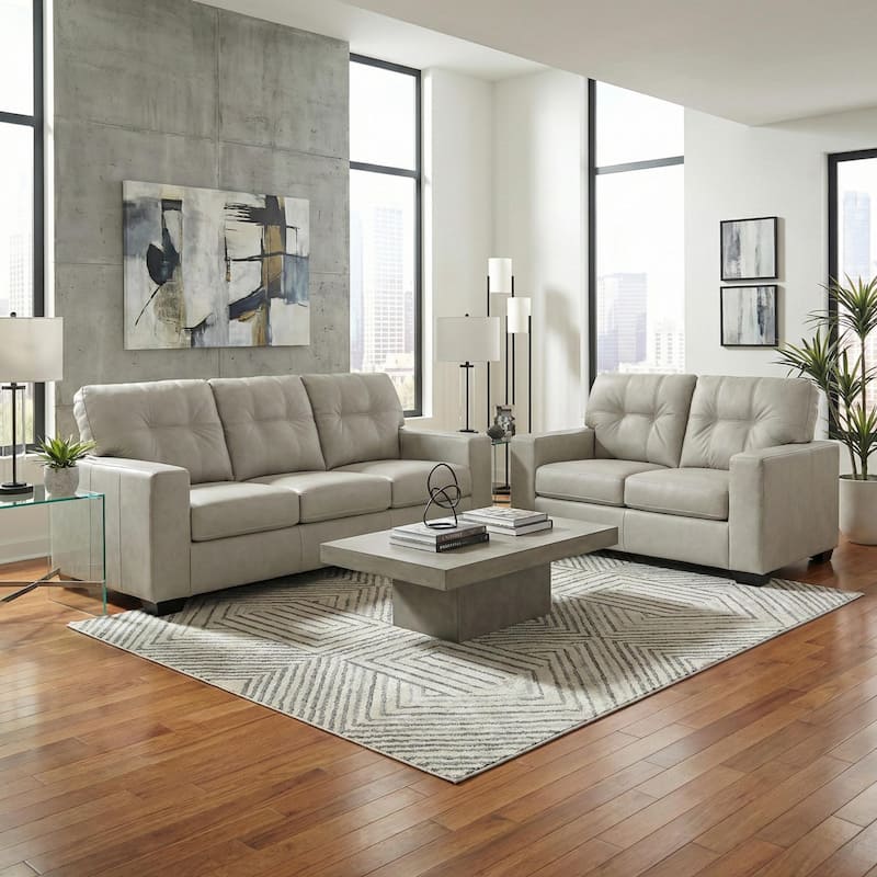 Roundhill Furniture Holmes Leather 2-Piece Living Room Set - White