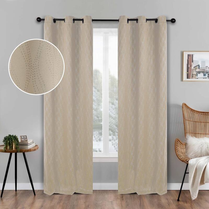 Superior Zuri Washable Room Darkening Curtains - Set of 2 Panels Window Drapes for Privacy, UV Sunlight Reduction - 42"x63" - Ivory