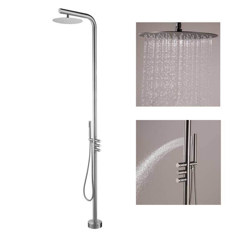 Modland 91''H Freestanding Outdoor Shower Rainfall with Handheld Shower - Brushed Nickel