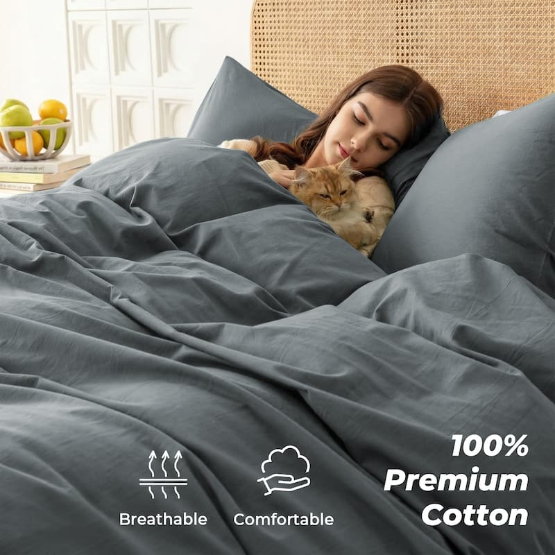 All Season 100% Cotton Soft & Breathable Duvet Cover Set