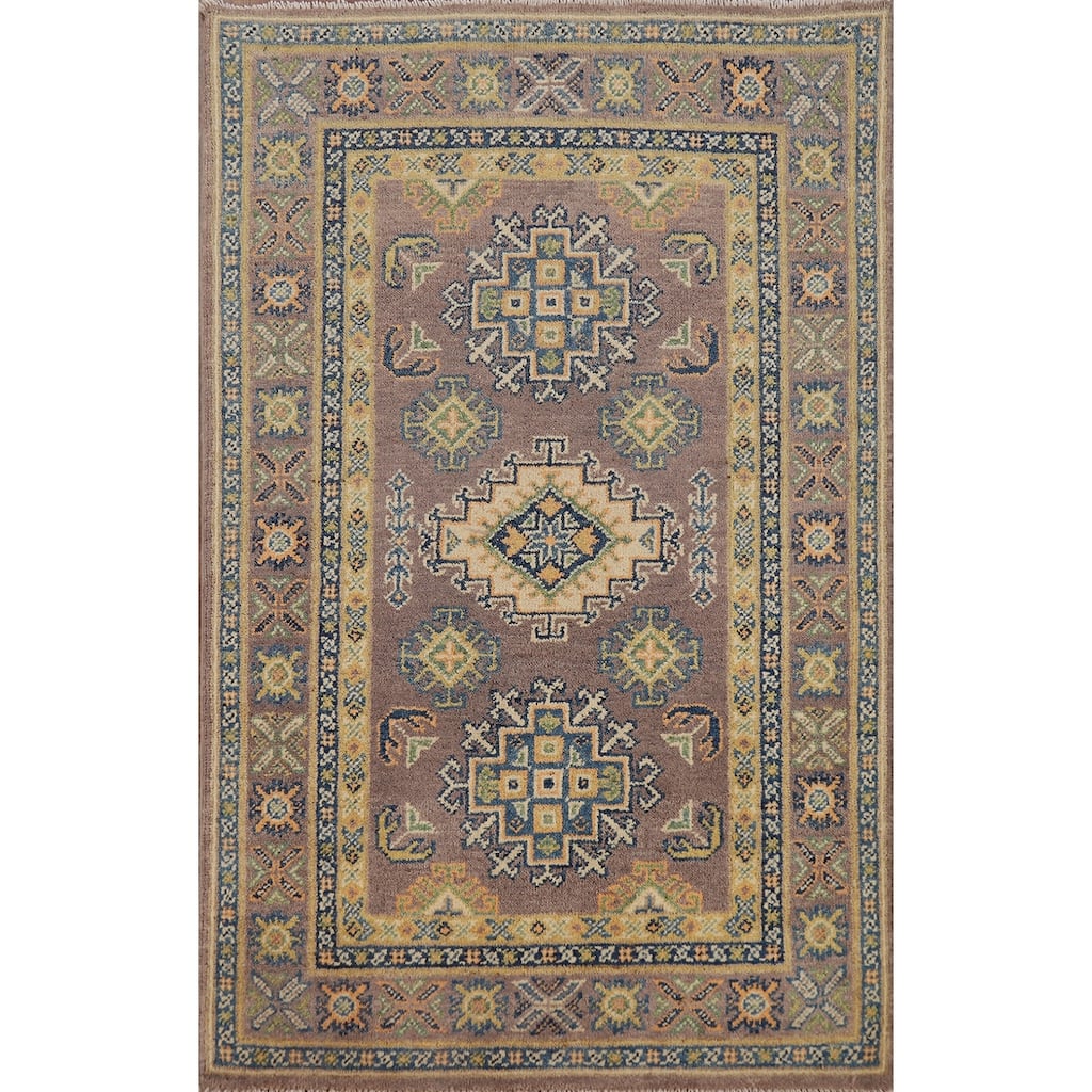 Brown Kazak Foyer Rug Handmade Traditional Wool Carpet - 2'9"x 4'3"