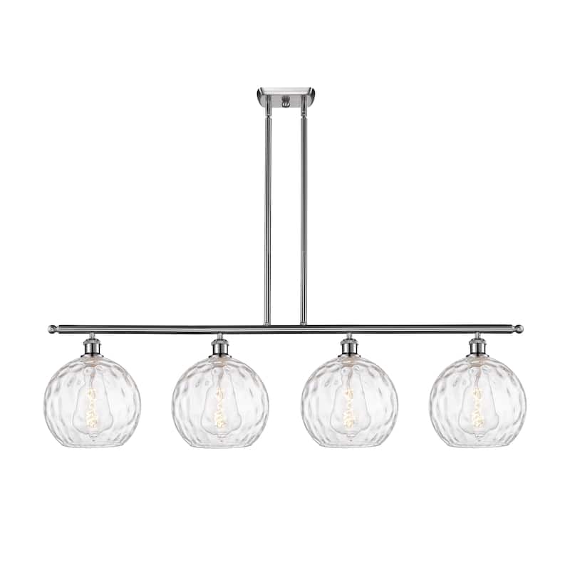Innovations Lighting Athens Water Glass - 4 Light 48" Island Light - Clear Water Glass/Brushed Satin Nickel