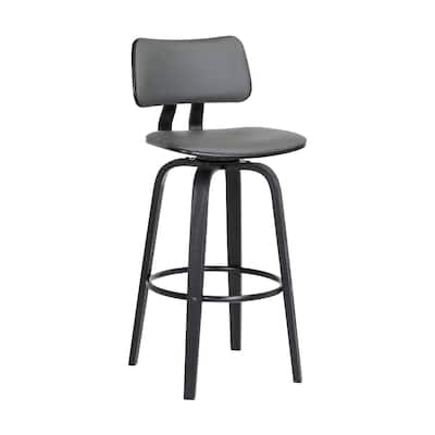Faux Leather Armless Counter Height Bar Chair with Wood Frame, Swivel and Footrest