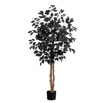4-ft Artificial Halloween Black Ficus Tree with Natural Trunk