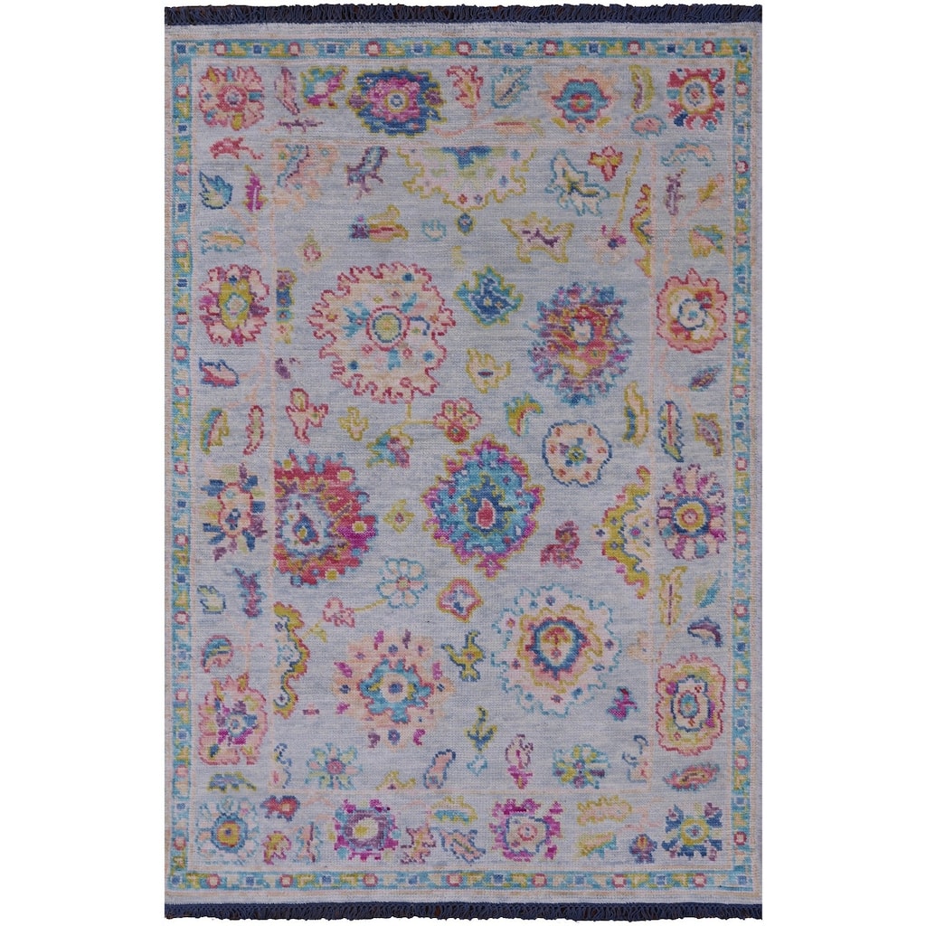 Golden Nile Grey Turkish Oushak Hand Knotted Wool Rug - 3' 10" X 5' 9"