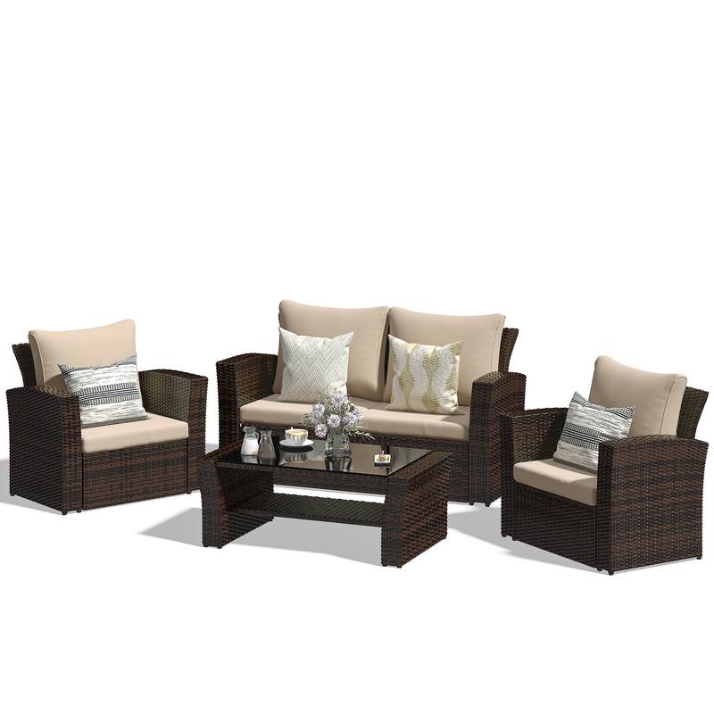 Royalcraft 4 Piece PE Rattan Wicker Outdoor Patio Furniture Set
