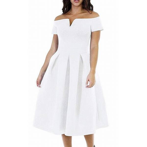 Lalagen Womens Dress White Size Large L A Line Split Neck Off Shoulder Overstock 28726916