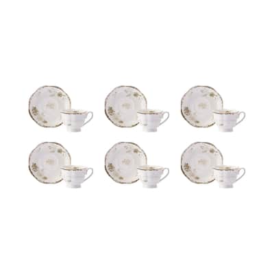 Antique Porcelain Espresso Turkish Coffee Cup Set for 6 pers.