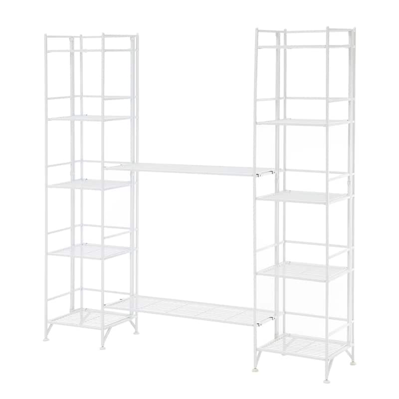 Convenience Concepts Xtra Storage 5 Tier Folding Metal Shelves with Set of 2 Deluxe Extension Shelves
