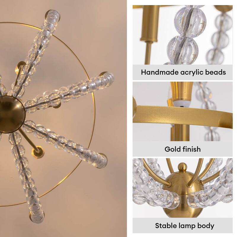 23" Golden Globe Chandelier Large Chandeliers for High Ceilings Dining Room Kitchen Island