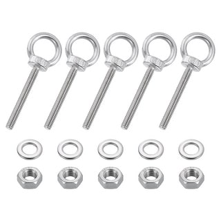 20-Pack M5 X 40mm 304 Stainless Steel Eye Bolts – Threaded Shoulder Eye Bolts For Machinery, Construction & Rigging (Silver Tone)