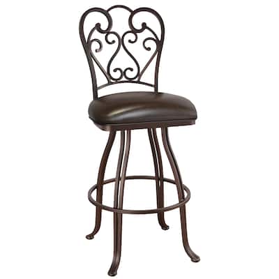 Tempo Furniture Valencia Swivel 26" Counterstool/30" Barstool Sun Bronze Finish & Dark Brown Polyurethane by Furnish Theory