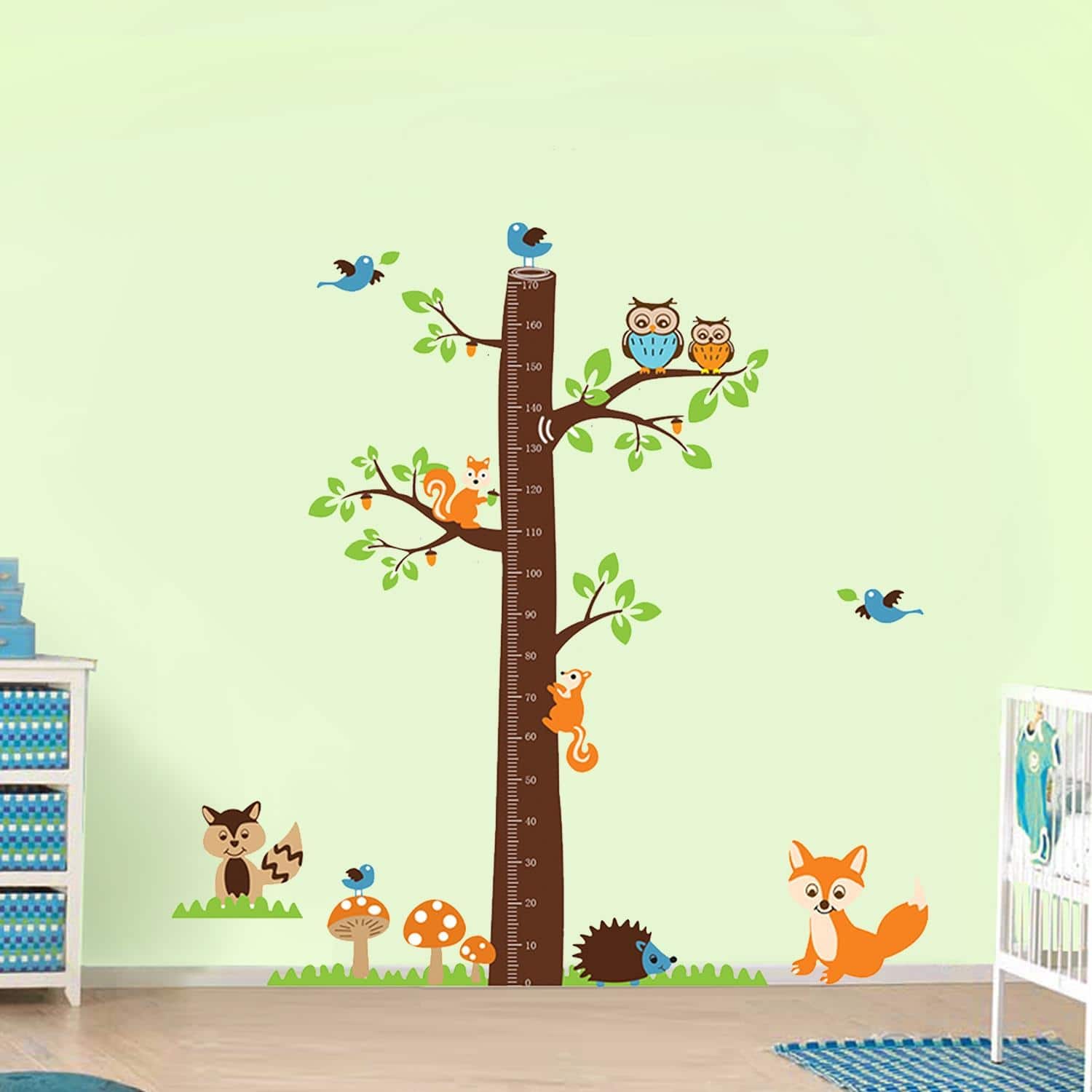 Walplus Wall Sticker Decal Fox Tree Height Measure Chart Nursery Decor