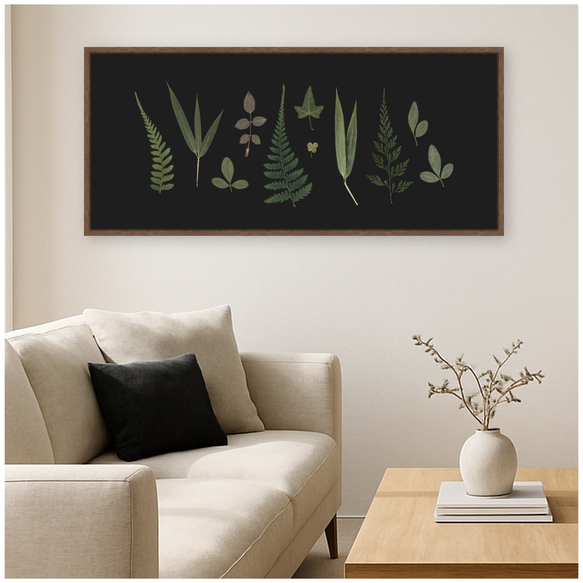 Kate and Laurel Botanical Leaf Study Panel by Stephanie Klatt Framed Canvas Wall Art Print