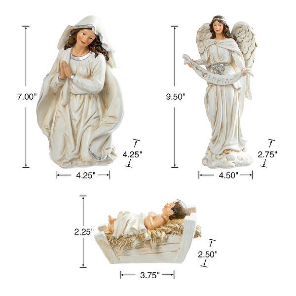 dimension image slide 6 of 8, Glitzhome 12 Piece Resin Nativity Figurine Set