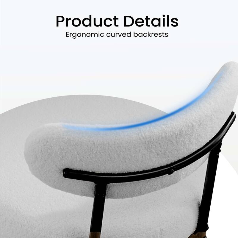 Dining Chairs with Curved Backrest and Metal Legs,Set of 2,